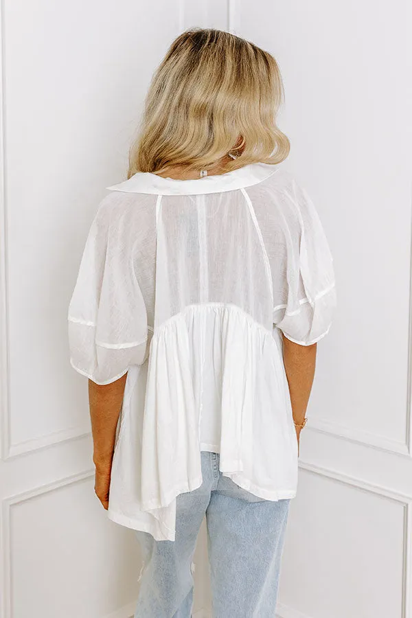 London Landscape Linen-Blend Top in White sold by Impressions product image thumbnail 4