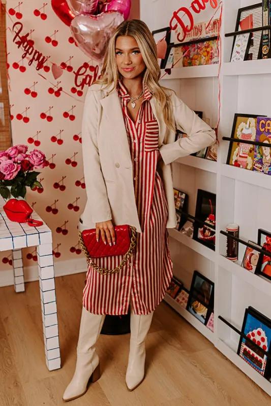 Clean Slate Stripe Midi In Red sold by Impressions
