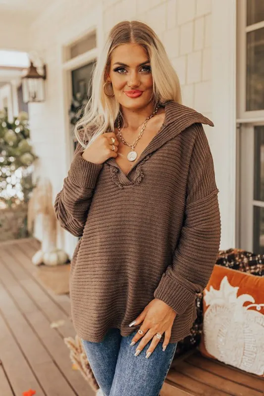 Sitting Fireside Sweater in Mocha sold by Impressions