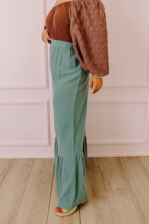 The Kenzo High Waist Linen-Blend Trousers In Light Teal Curves sold by Impressions product image thumbnail 2