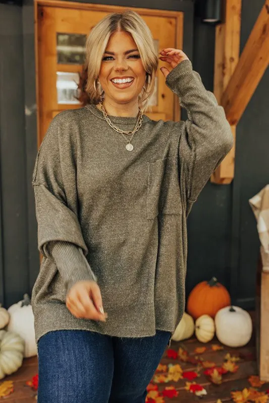 Golden Light Shift Sweater In Sage Curves sold by Impressions