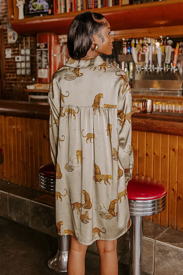 Party Phase Satin Mini Dress in Sage sold by Impressions product image thumbnail 4