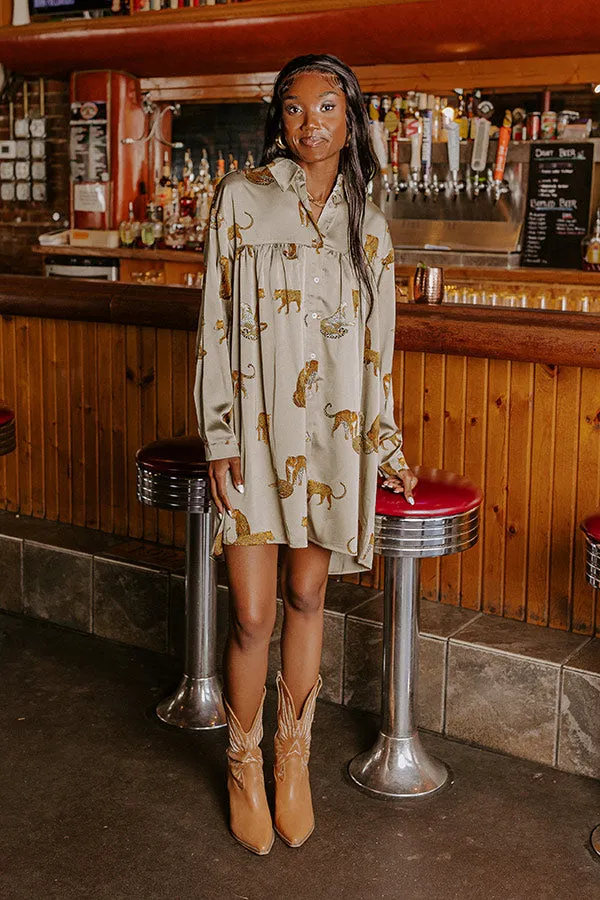 Party Phase Satin Mini Dress in Sage sold by Impressions product image thumbnail 2