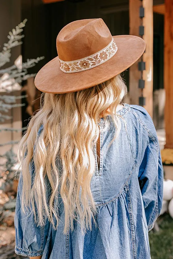 Posh Moment Faux Suede Fedora in Camel sold by Impressions