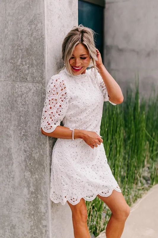 Claim To Love Crochet Dress in White sold by Impressions