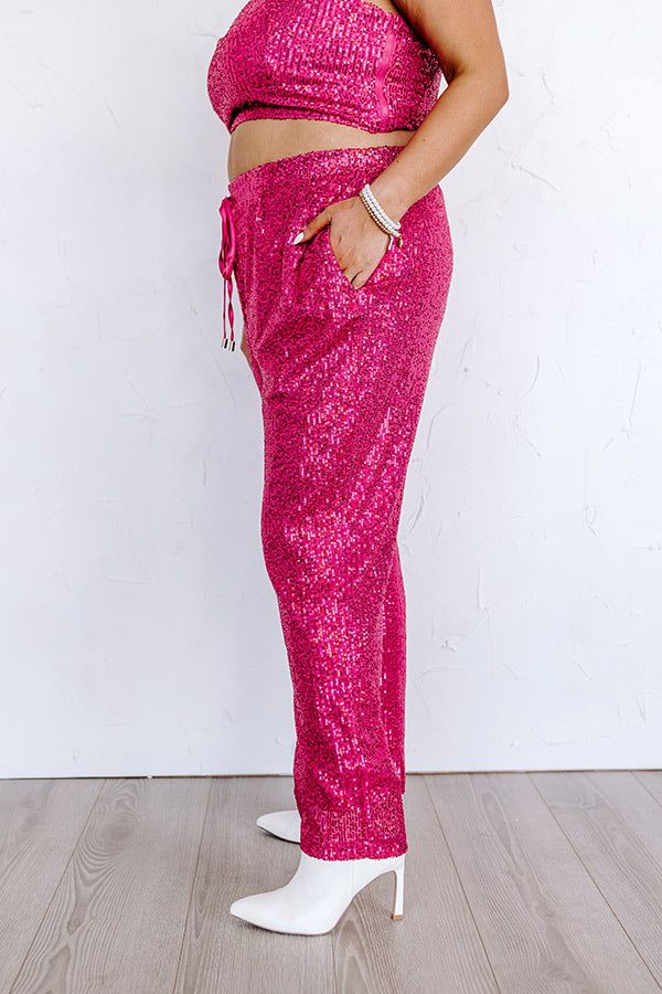 Alluring Avenue Sequin Pants in Fuchsia Curves sold by Impressions product image thumbnail 4