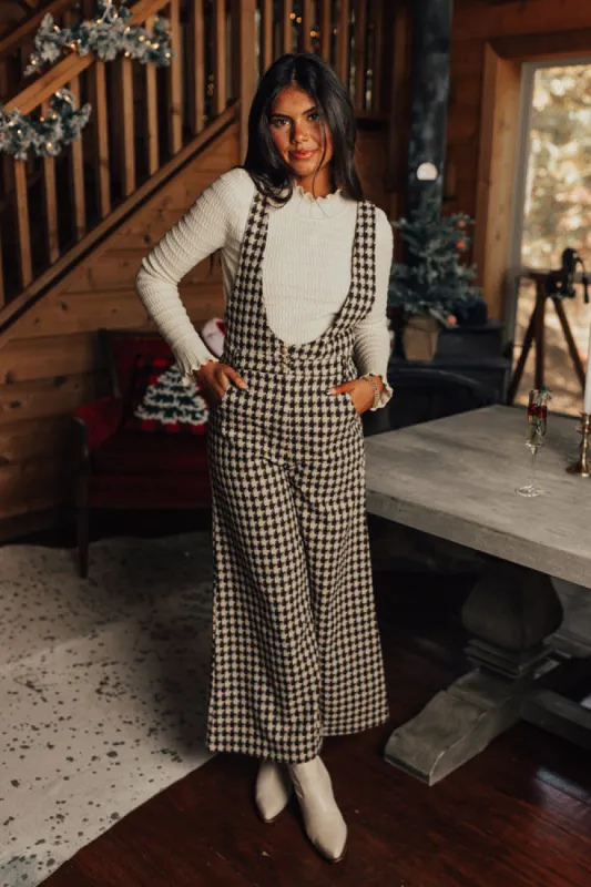 Dreaming Of Soho Houndstooth Jumpsuit In Espresso sold by Impressions