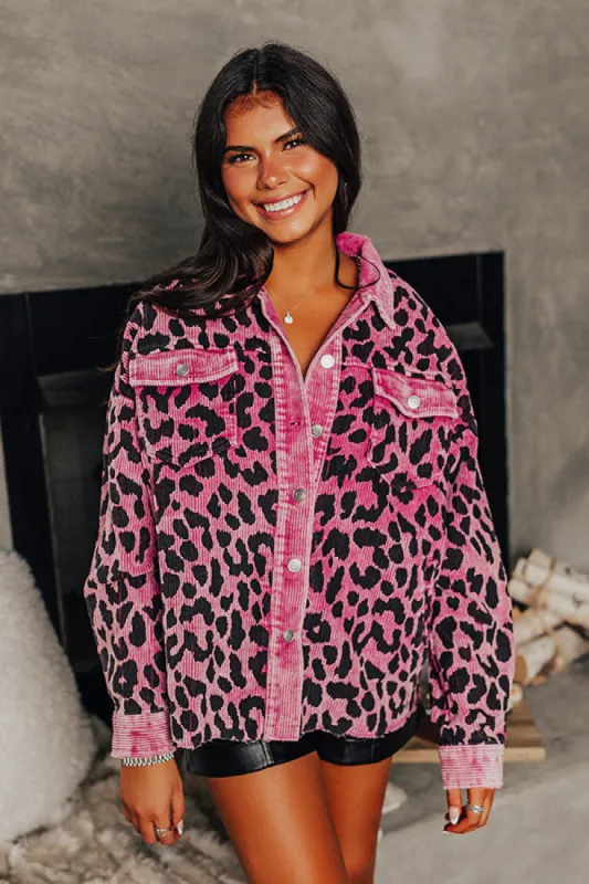 Leopard And Merlot Corduroy Jacket in Orchid sold by Impressions