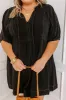 Summer Party Linen-Blend Mini Dress in Black Curves sold by Impressions