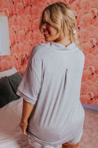 Classic Cuddles Pajama Top In Grey Curves sold by Impressions