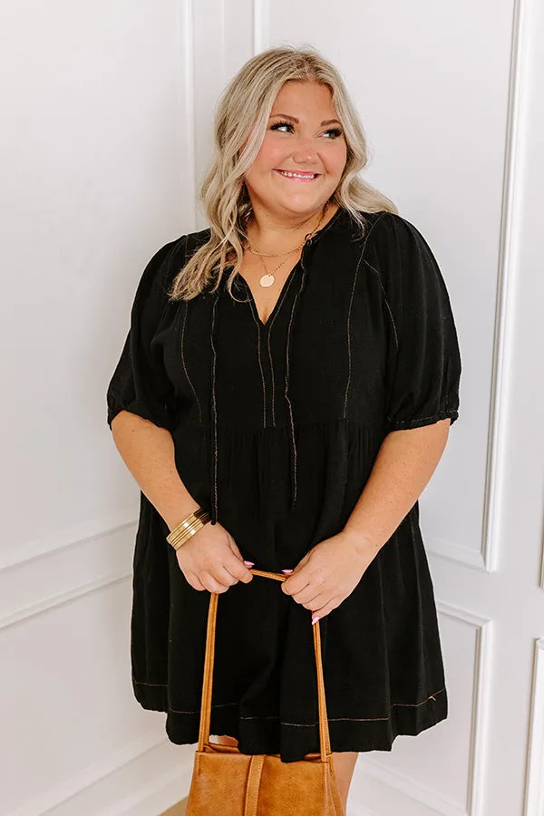 Summer Party Linen-Blend Mini Dress in Black Curves sold by Impressions product image thumbnail 3