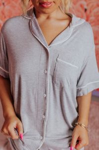 Classic Cuddles Pajama Top In Grey Curves sold by Impressions