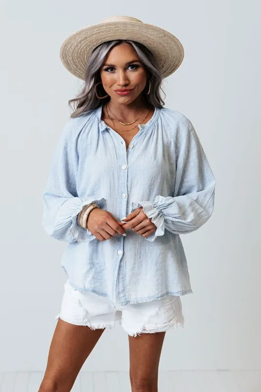 Chic Efforts Shift Top In Sky Blue sold by Impressions