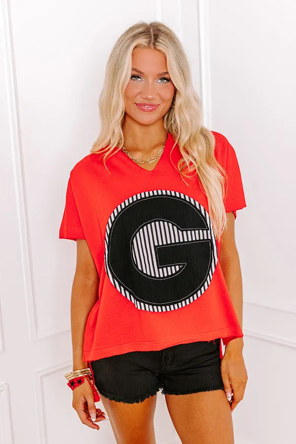 Field Day Letter Patch Tee in Bright Red sold by Impressions product image thumbnail 3