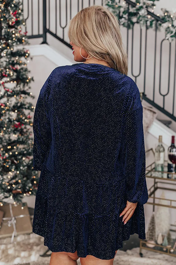Wine Tasting Velvet Shift Dress In Navy Curves sold by Impressions product image thumbnail 3