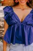 Stay Here Awhile Peplum Top In Navy sold by Impressions