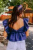 Stay Here Awhile Peplum Top In Navy sold by Impressions