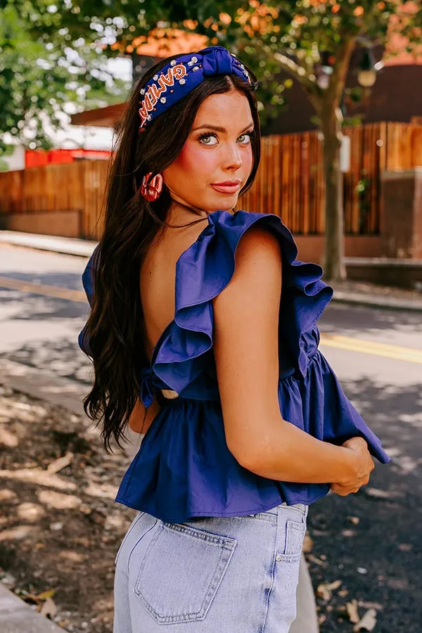 Stay Here Awhile Peplum Top In Navy sold by Impressions product image thumbnail 3