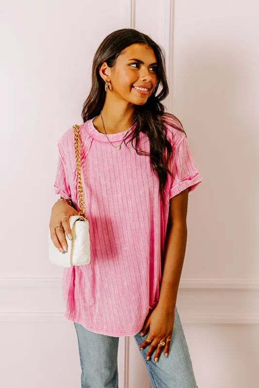 Back To Basics Mineral Wash Shift Top in Pink sold by Impressions