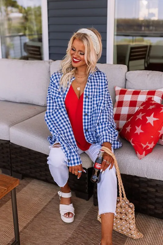 Blue Jean Dream Gingham Button Up sold by Impressions