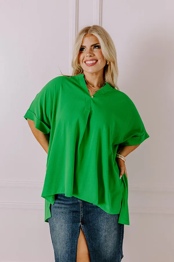 City Escape Shift Top in Kelly Green Curves sold by Impressions
