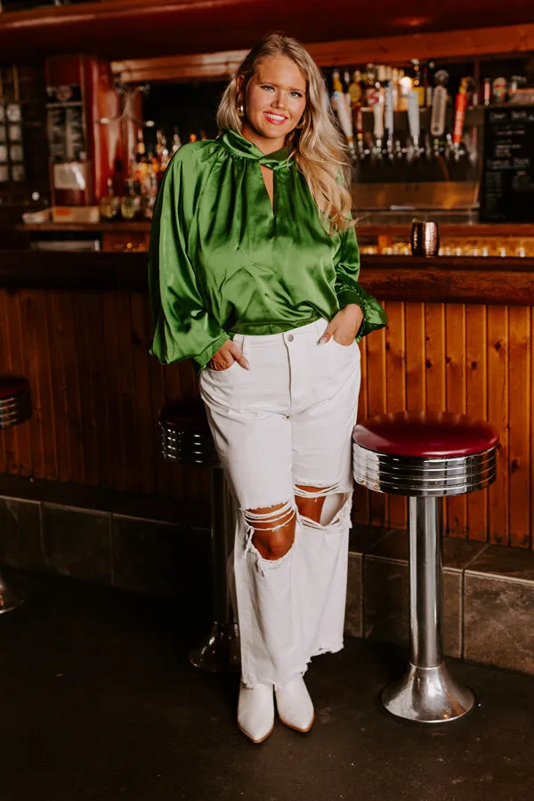 VIP Flight Plans Satin Top in Olive Curves sold by Impressions product image thumbnail 3