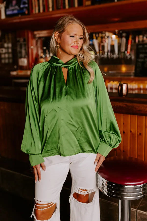 VIP Flight Plans Satin Top in Olive Curves sold by Impressions product image thumbnail 5