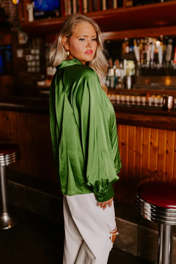 VIP Flight Plans Satin Top in Olive Curves sold by Impressions product image thumbnail 2