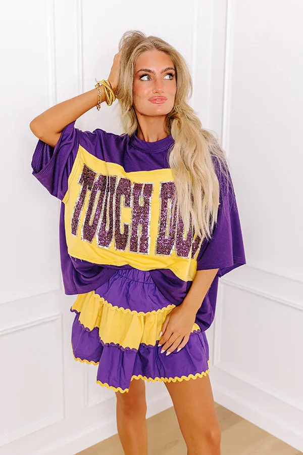 It's a Touch Down Sequin Oversized Tee in Purple sold by Impressions product image thumbnail 2