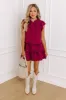 Classy Girl Button Up Top in Wine sold by Impressions