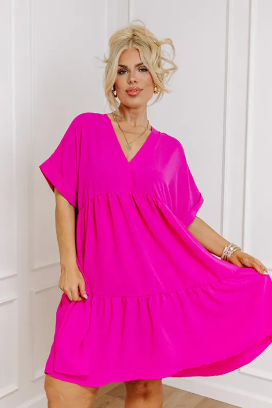 Cool Cruise Shift Dress in Fuchsia Curves sold by Impressions