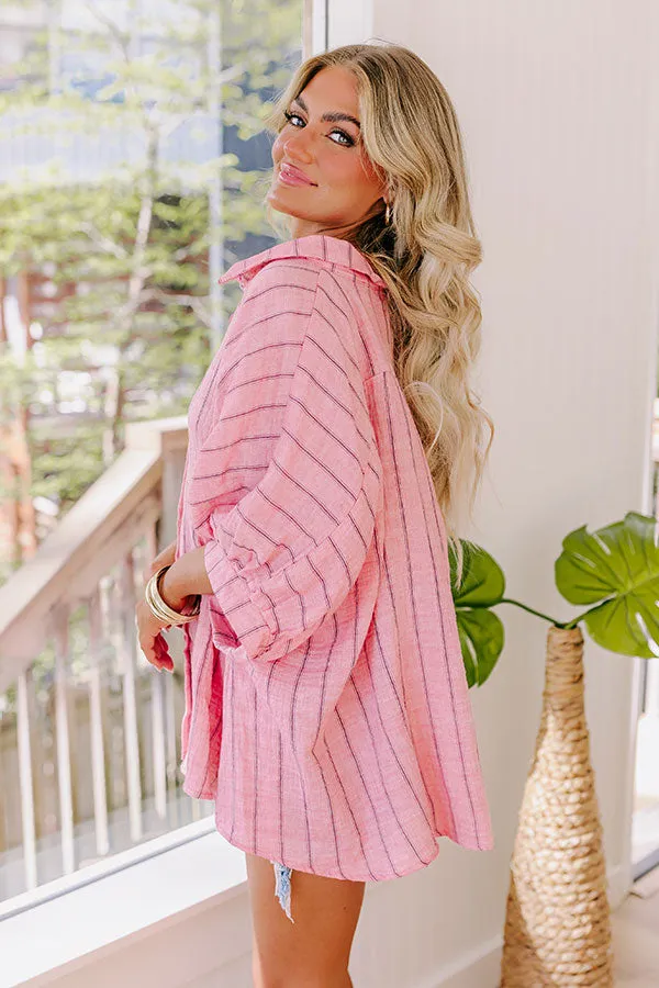 Sea Breeze Oversized Button Up in Pink sold by Impressions product image thumbnail 3