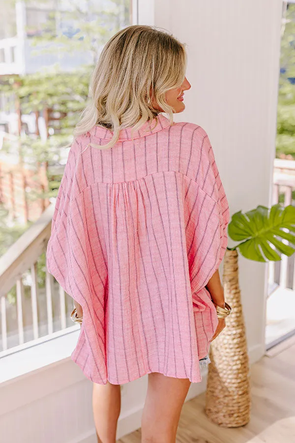 Sea Breeze Oversized Button Up in Pink sold by Impressions product image thumbnail 4