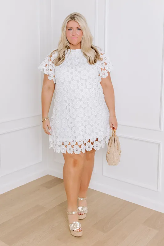 Dainty Darling Crochet Mini Dress in White Curves sold by Impressions