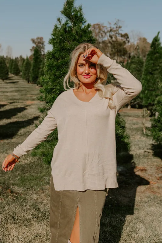 Fall Latte Shift Sweater in Beige sold by Impressions