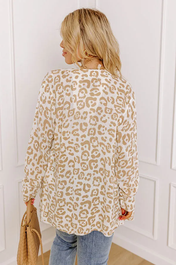 Great Minds Think Alike Leopard Cardigan in Khaki Curves sold by Impressions product image thumbnail 5