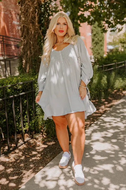 Manhattan Meeting Tunic Dress In Sky Blue Curves sold by Impressions