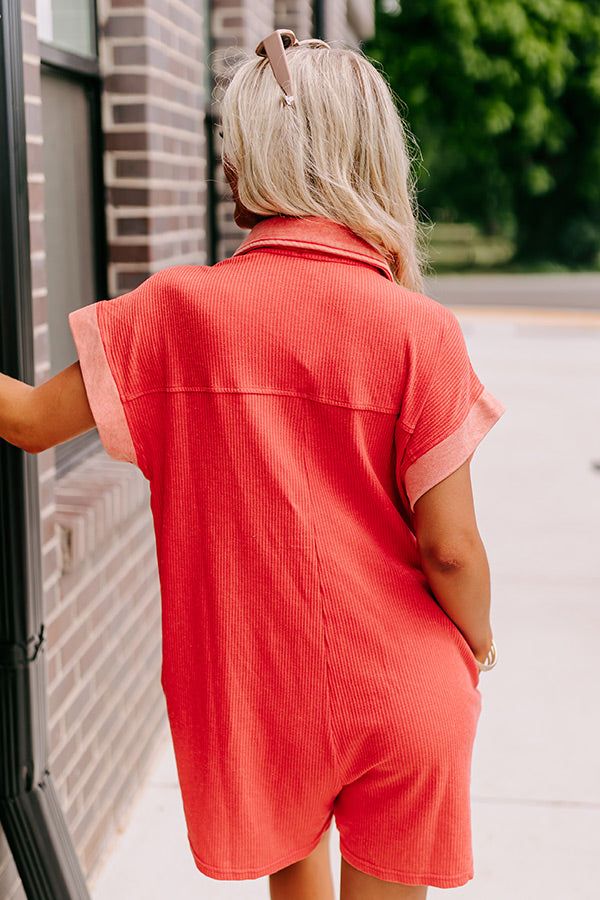 Wonderful Weekend Waffle Knit Romper in Tangerine sold by Impressions product image thumbnail 5