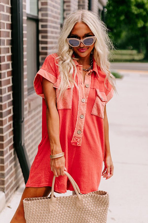 Wonderful Weekend Waffle Knit Romper in Tangerine sold by Impressions product image thumbnail 2