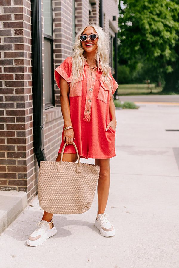 Wonderful Weekend Waffle Knit Romper in Tangerine sold by Impressions