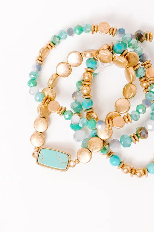 Daily Entertainment Stretch Bracelet Set in Turquoise sold by Impressions