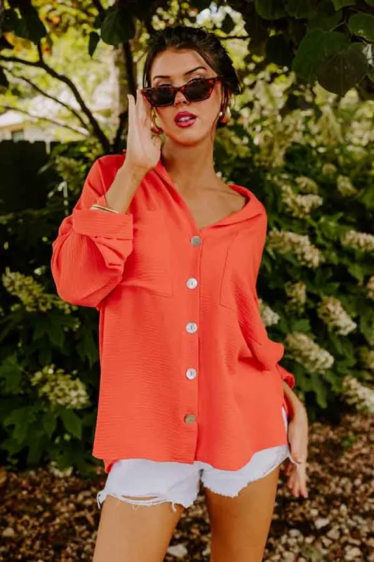 Puerto Vallarta Villa Button Up In Coral sold by Impressions