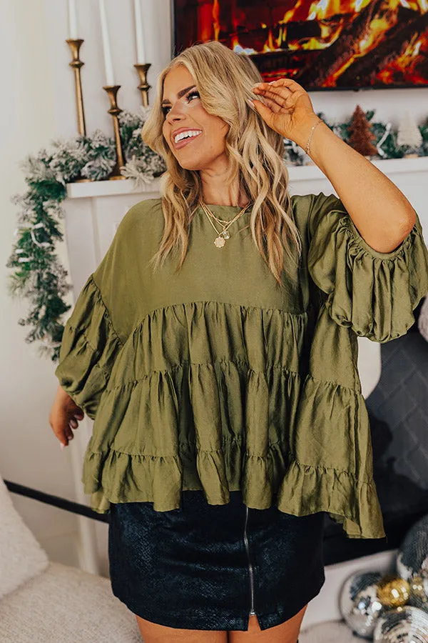 Swish And Sway Satin Top in Olive Curves sold by Impressions product image thumbnail 3