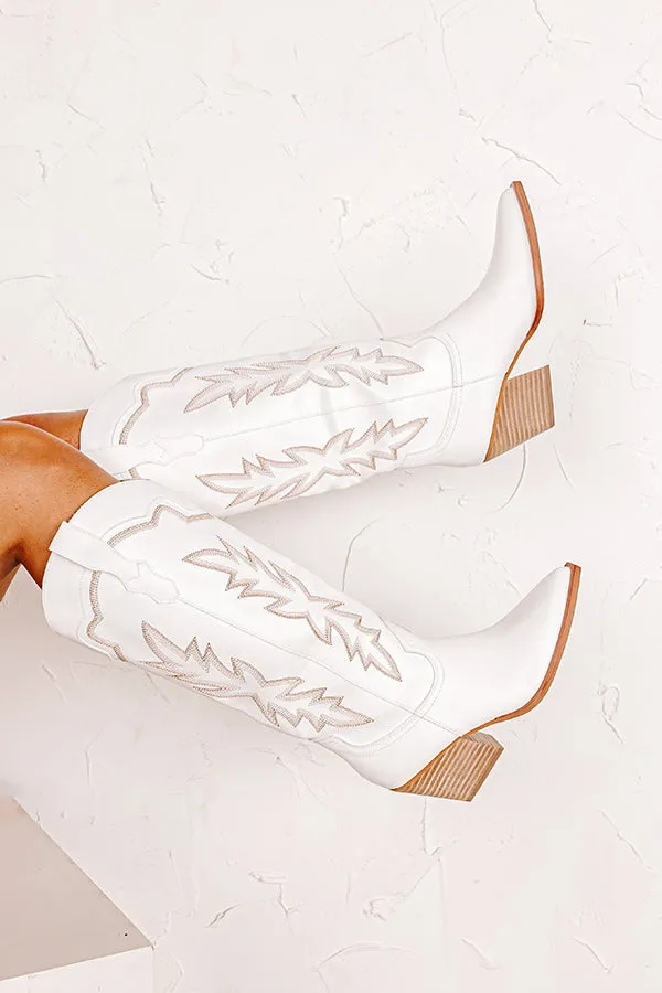 The Braelynn Faux Leather Boot in White sold by Impressions