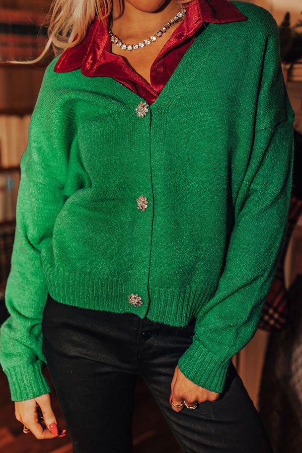Merriest Ever Cardigan In Green sold by Impressions product image thumbnail 4