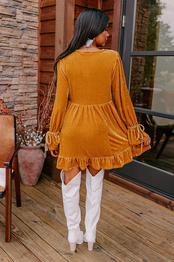 Lost In A Novel Velvet Mini Dress In Golden Honey sold by Impressions product image thumbnail 5