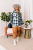 Nantucket Chill Plaid Jacket In Blue Curves sold by Impressions