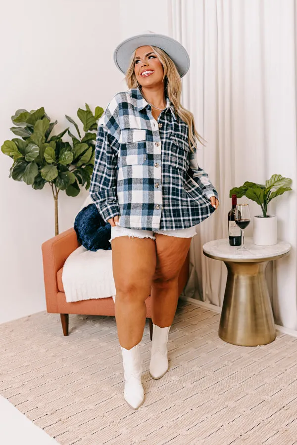 Nantucket Chill Plaid Jacket In Blue Curves sold by Impressions product image thumbnail 4