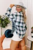 Nantucket Chill Plaid Jacket In Blue Curves sold by Impressions