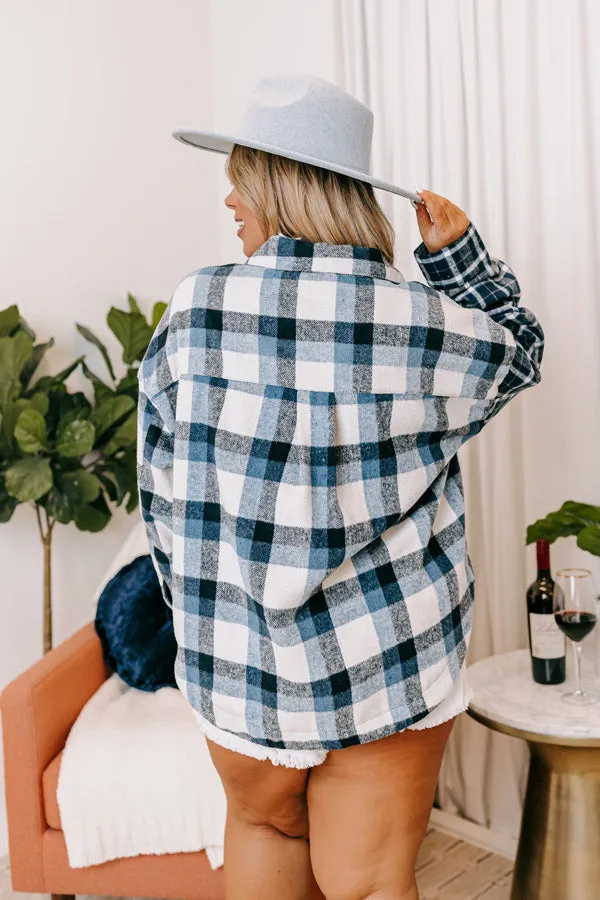 Nantucket Chill Plaid Jacket In Blue Curves sold by Impressions product image thumbnail 3